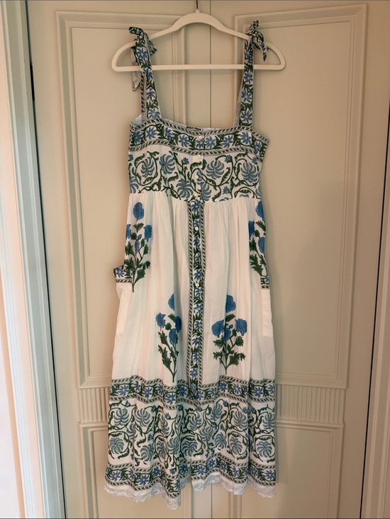 Juliet Dunn Dresses & Skirts - Juliet Dunn London: White Floral Sundress with Blue & Green Accents